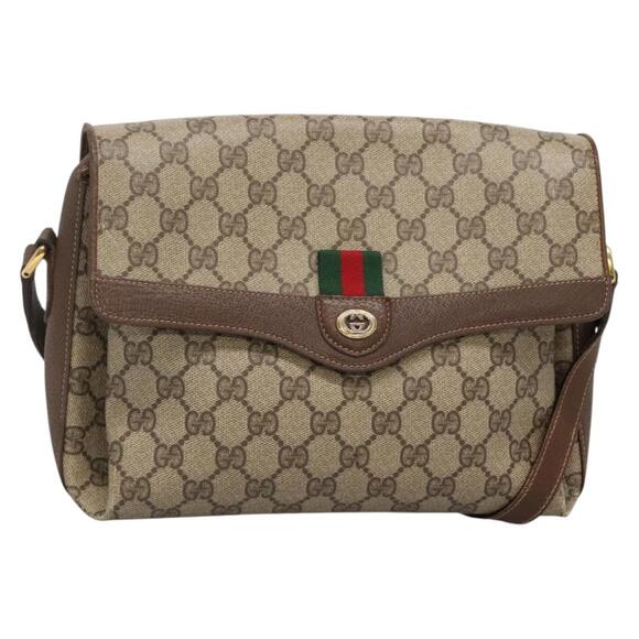 GUCCI GG Supreme Web Sherry Line Bag Pvc Beige Gold 904 02 084 - Picture 1 of 16